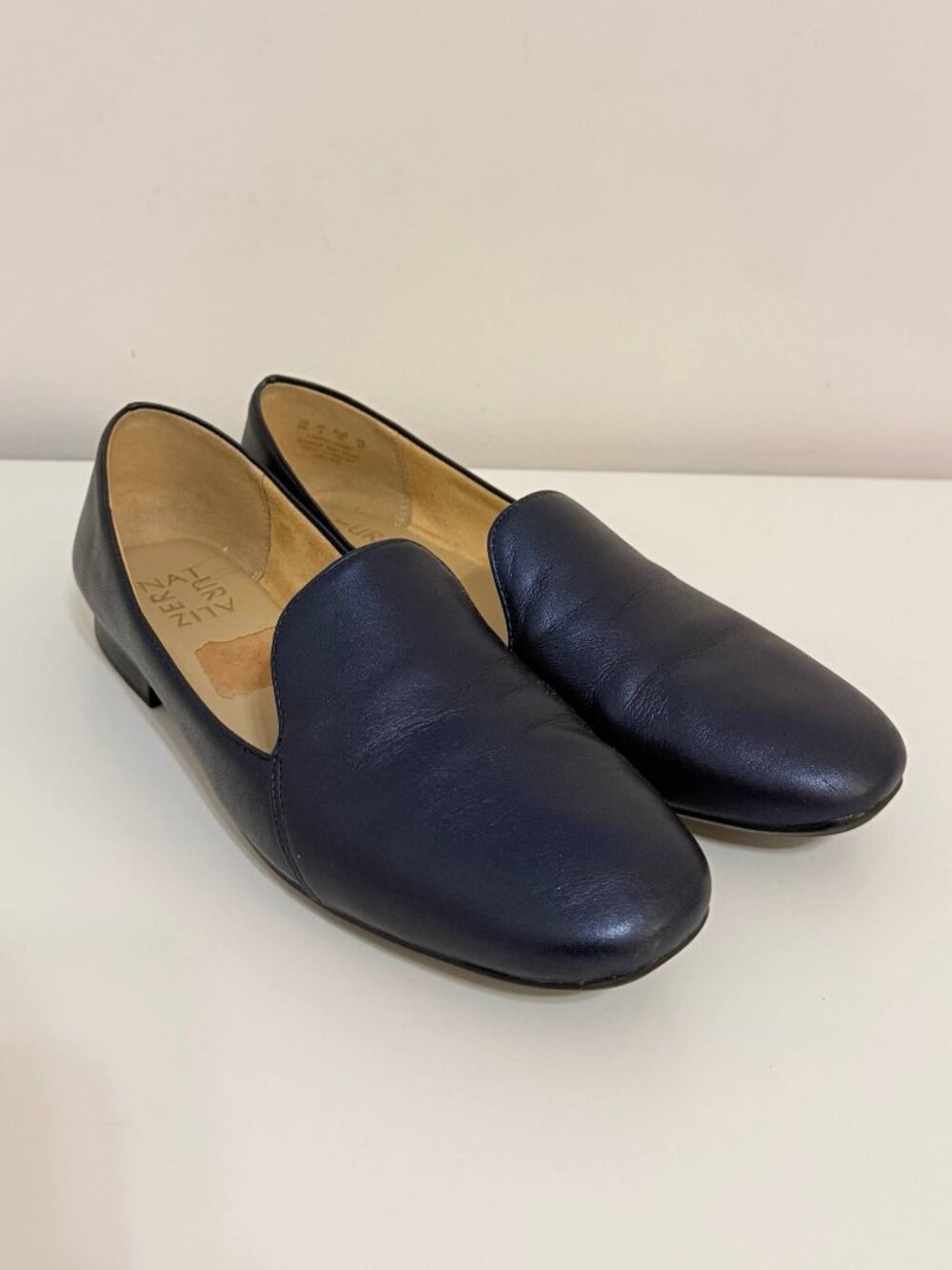 Naturalizer - Emilene Metallic Blue Leather Slip-On Loafers - Women's 8M